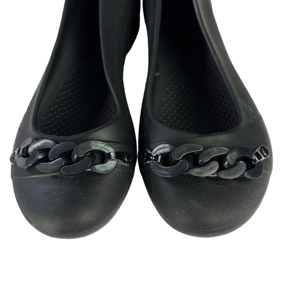 Crocs Gianna Black Chain Link Slip On Ballet Shoes Womens Size 8 - Picture 6 of 10